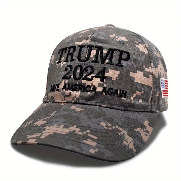 “Trump 2024 Save America Again” Embroidered American Flag Unisex Camo Hat! - Picture 8 of 14